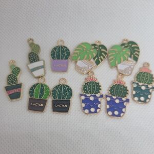 Colorful Cactus and Leaf Charms